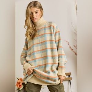 Sale Checkered soft turtleneck